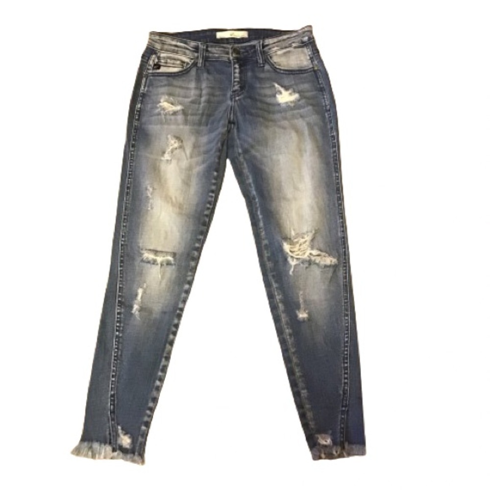 Kancan distressed cropped jeans